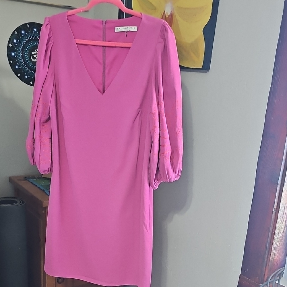 Trina Turk Vibrant Pink Long Sleeve Dress
